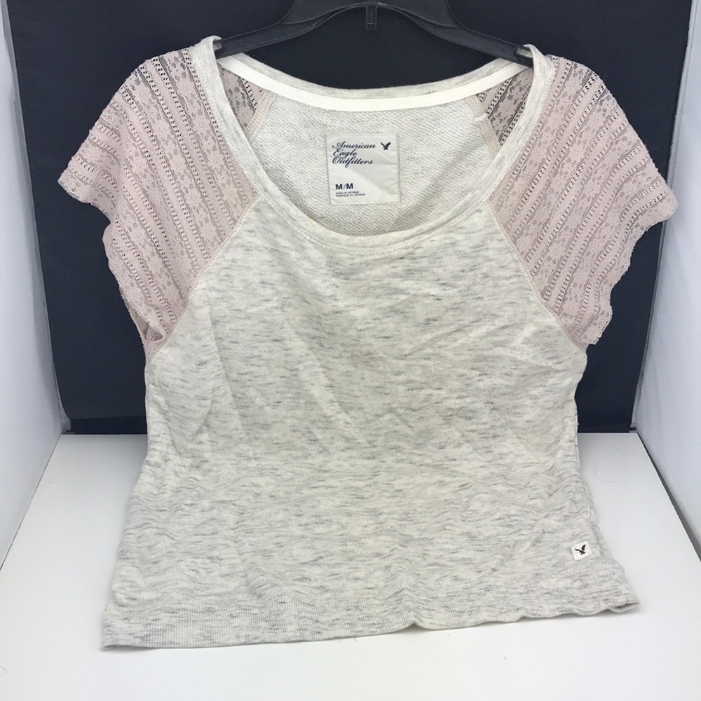 American Eagle top with lace sleeve size M
